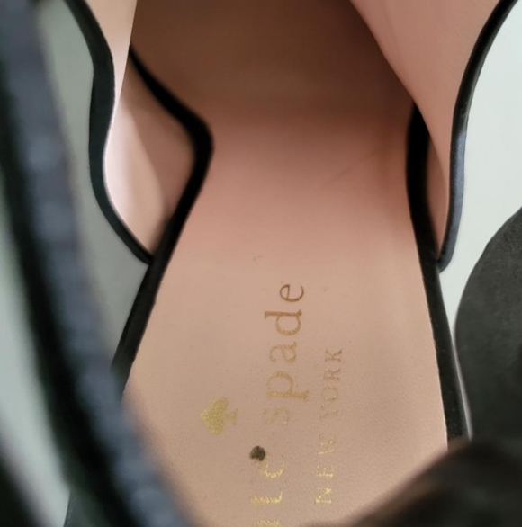 Kate Spade Bow Leather Open Peep Toe High Heel Wedge Dress Sandal Black Women 10 - Picture 7 of 13